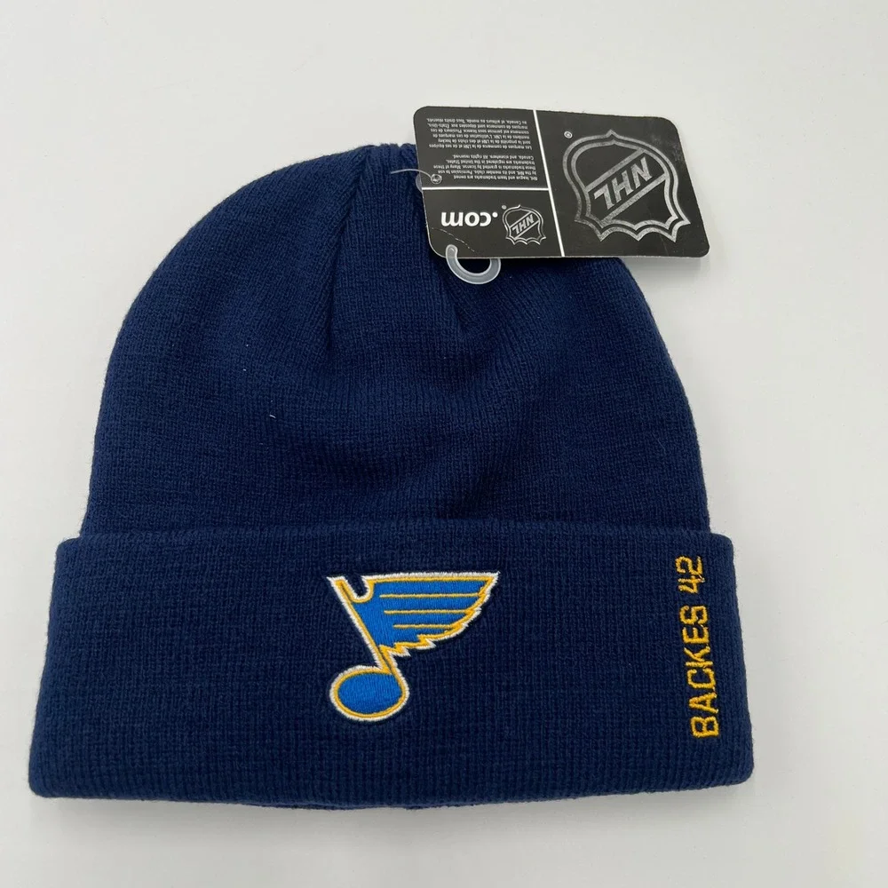 NHL St Louis Blues David Backes 42 Navy Blue Knit Beanie Hat OSFM